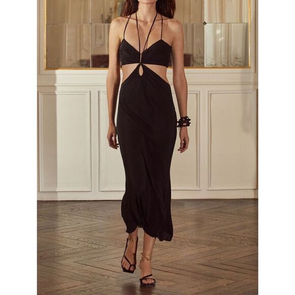 JOHANNA ORTIZ Unapologetically Beautiful Ankle Dress silk in black US6 - Picture 4 of 4